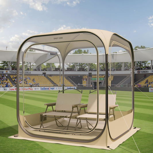 EAST OAK TPU Clear Sport Tent - 4 * 4FT Outdoor Tall Pop Up Bubble Tent with Sun Protect Sunshade & Waterproof Mat for 1-2 People Ventilated Stable Pods for Sport Events Fishing